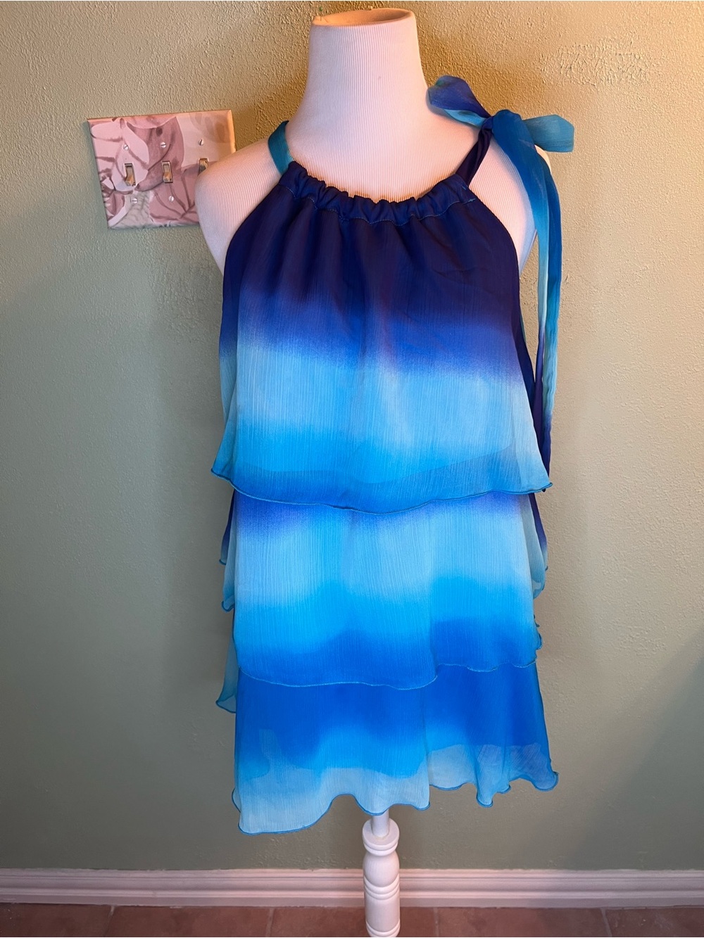 Lane Bryant Teal and Royal Blue Ruffle-Trim Blouse